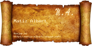 Matiz Albert névjegykártya